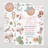 Yee How Girl Verjaardag Disco Rodeo Party Save The Date (Voorkant / Achterkant)