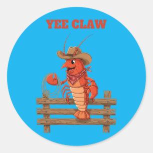 Yee Klauw Cowboy Kreeft Leuke Ontwerp Voor Zeevruc Ronde Sticker