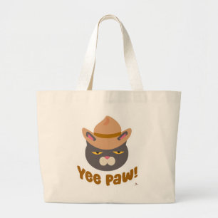 Yee Paw Cool Cowboy Pet Funny Cat Slogan Grote Tote Bag