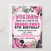 Yee Yaw Disco Cowgirl Verjaardagsfeestuitnodiging Kaart (Voorkant)