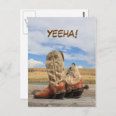 Yeeha! Het westerne Briefkaart van de Laars (Voorkant / Achterkant)