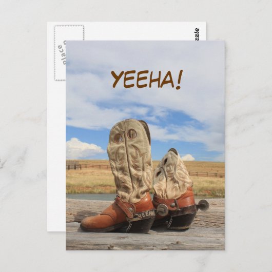 Yeeha! Het westerne Briefkaart van de Laars (Voorkant / Achterkant)