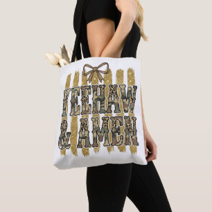 Yeehaw Amen Zuidwestelijke Cowgirl Christelijk Tote Bag