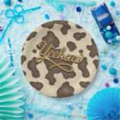 Yeehaw Brown Koe Land Westerne Rodeo Partij Papieren Bordje (Feest)