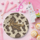 Yeehaw Bruine Koe Country Western Rodeo Feest Papieren Bordje (Feest)