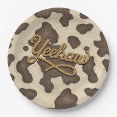 Yeehaw Bruine Koe Country Western Rodeo Feest Papieren Bordje (Voorkant)