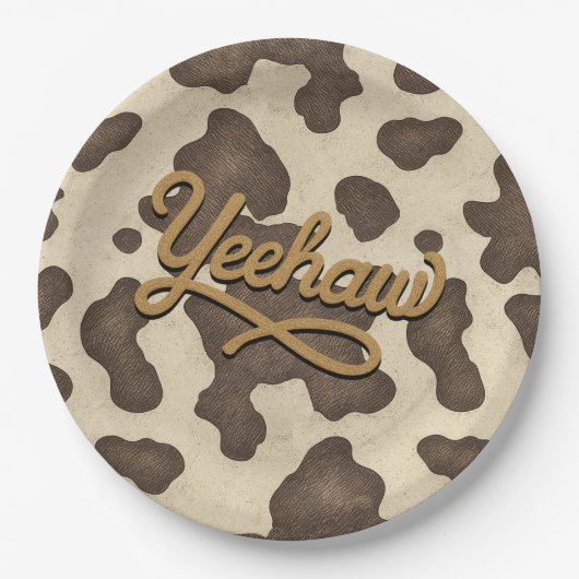 Yeehaw Bruine Koe Country Western Rodeo Feest Papieren Bordje (Voorkant)