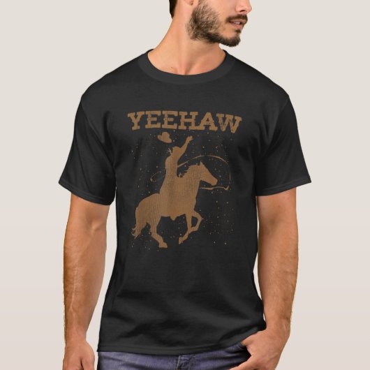 Yeehaw Bull Riding Texas Funny Westerne Cowboy Gif T-shirt (Voorkant)