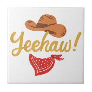 Yeehaw Cowboy Cowgirl Western Land Rodeo Tegeltje