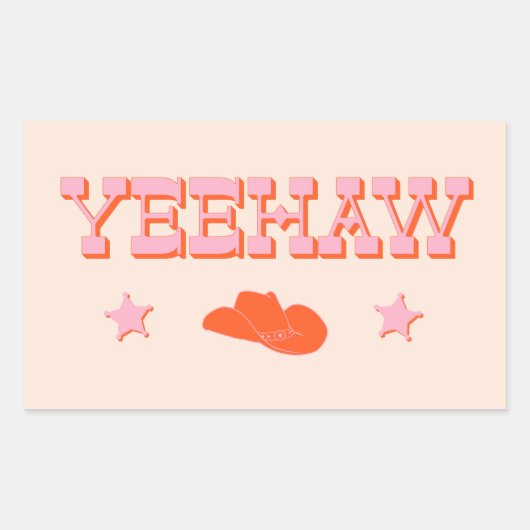 Yeehaw + cowboy of cowgirl pet rechthoekige sticker (Voorkant)