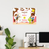 Yeehaw Cowboy Western Birthday Poster Boy (Thuiskantoor)