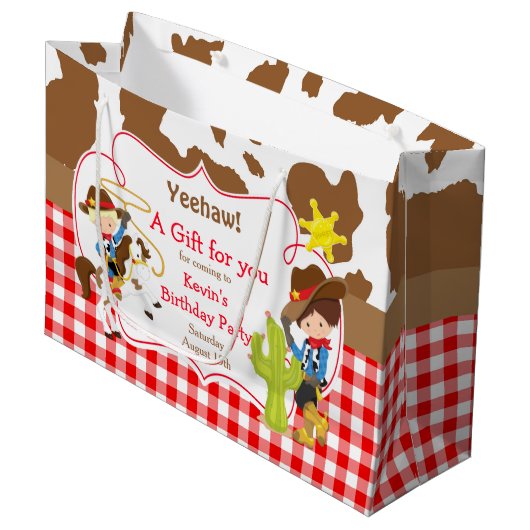 Yeehaw Cowboy Western Verjaardag Groot Cadeauzakje (Voorkant Gekanteld)