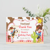 Yeehaw Cowboy Westerne Birthday Party Bedankkaart (Staand voorkant)