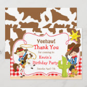 Yeehaw Cowboy Westerne Birthday Party Bedankkaart (Voorkant / Achterkant)