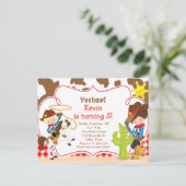 Yeehaw Cowboy Westerne Birthday Party Briefkaart (Staand voorkant)