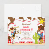 Yeehaw Cowboy Westerne Birthday Party Briefkaart (Voorkant / Achterkant)