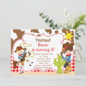 Yeehaw Cowboy Westerne Birthday Party Kaart (Staand voorkant)