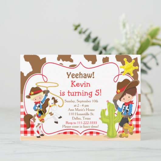 Yeehaw Cowboy Westerne Birthday Party Kaart (Staand voorkant)