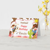 Yeehaw Cowboy Westerne Birthday Party Kaart (Gele Bloem)