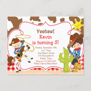 Yeehaw Cowboy Westerse Verjaardagsfeestje Briefkaart