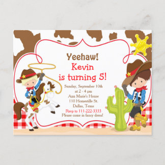 Yeehaw Cowboy Westerse Verjaardagsfeestje Briefkaart