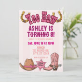 YEEHAW cowgirl roundup verjaardagsfeestje Uitnodig Kaart (Staand voorkant)