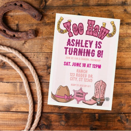 YEEHAW cowgirl roundup verjaardagsfeestje Uitnodig Kaart