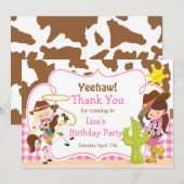 Yeehaw Cowgirl Westerne Birthday Party Bedankkaart (Voorkant / Achterkant)