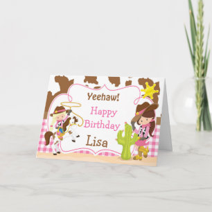 Yeehaw Cowgirl Westerne Birthday Party Kaart