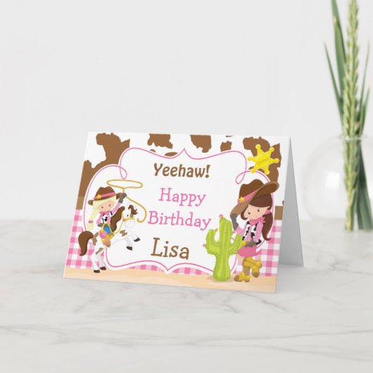 Yeehaw Cowgirl Westerne Birthday Party Kaart (Voorkant)