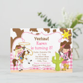 Yeehaw Cowgirl Westerne Birthday Party Kaart (Staand voorkant)