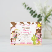 Yeehaw Cowgirl Westers Verjaardagsfeestje Briefkaart (Staand voorkant)