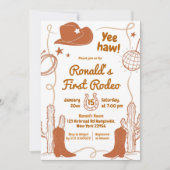 Yeehaw Disco Cowboy eerste Rodeo Verjaardagsjongen Kaart (Voorkant)