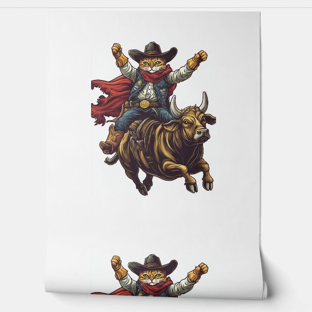 Yeehaw Kat - Wild West Cat Cowboy Rodeo Behang (Afrollen)