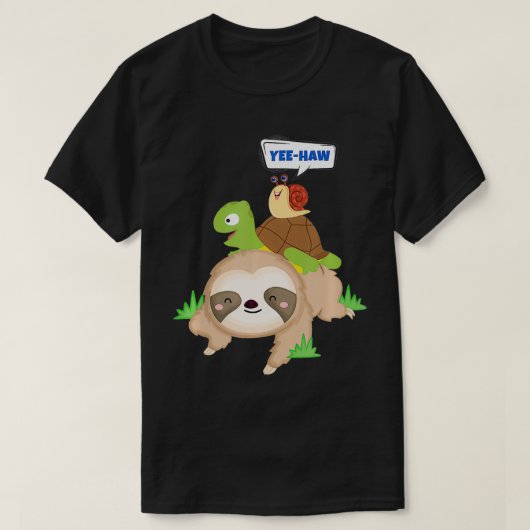YeeHaw Sloth Turtel en Snail T-shirt (Design voorkant)