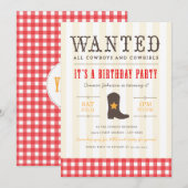 Yeehaw! uitnodiging van Cowboy Birthday (Voorkant / Achterkant)