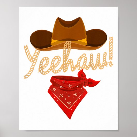 Yeehaw Western Country Howdy Southern Cowboy Yee H Poster (Voorkant)