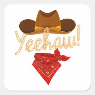 Yeehaw Western Country Howdy Southern Cowboy Yee H Vierkante Sticker