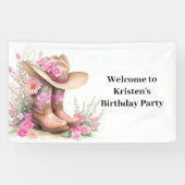 Yeehaw Wild West Cowgirl Verjaardag Spandoek (Horizontaal)