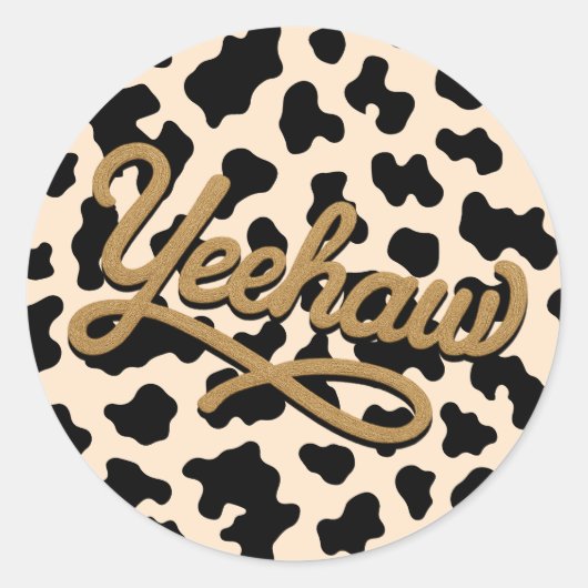 Yeehaw Wild West Koeienland Westerse Verjaardag Ronde Sticker (Voorkant)