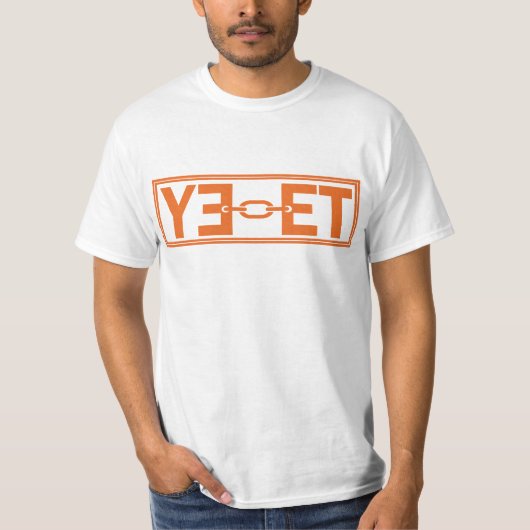 YEET Logo Design: Bold Orange Typography T-shirt (Voorkant)