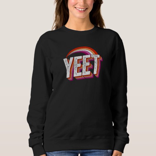 Yeet Meme Lesbische Pride Vlag Regenboog Millennia Trui (Voorkant)