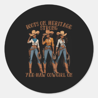 Yehaw Cowgirl op Afro-Amerikaanse zwarte cowgirl W Ronde Sticker