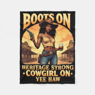 Yehaw Cowgirl op Westerne Rodeo Afro-Amerikaanse C Fleece Deken