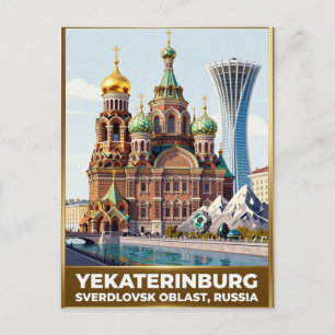 Yekaterinburg Iset-rivier Reis Landmark Briefkaart