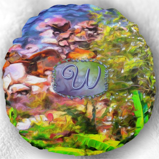 Yelapa Schilderachtig Uitzicht 0819 Rond Kussen (Creator heeft geüpload)