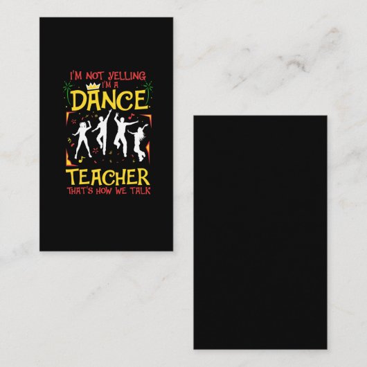 Yelling Dance Teacher Danser Fun Dancer Joke Visitekaartje (Voorkant / Achterkant)