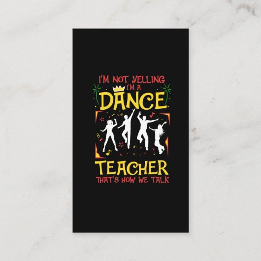 Yelling Dance Teacher Danser Fun Dancer Joke Visitekaartje (Voorkant)