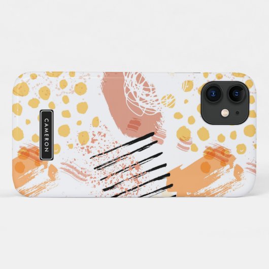 Yello en Oranje Abstract Patroonmonogram Case-Mate iPhone Case (Achterkant (horizontaal))