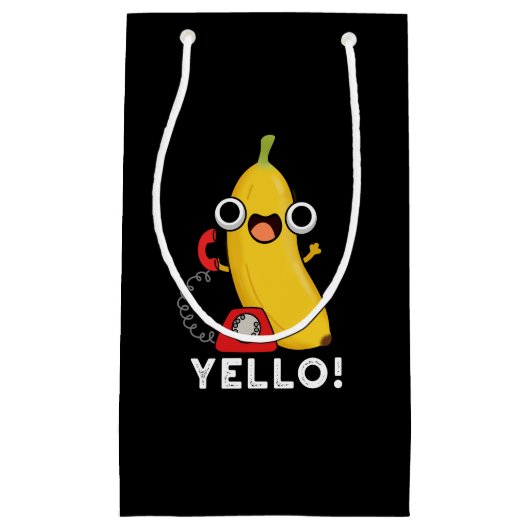 Yello Funny Fruit Yellow Banana Pun Dark BG Klein Cadeauzakje (Voorkant)